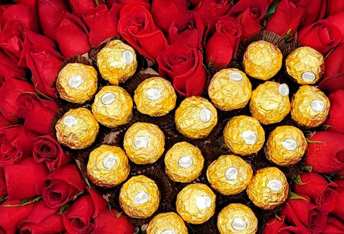 Rosas con chocolates